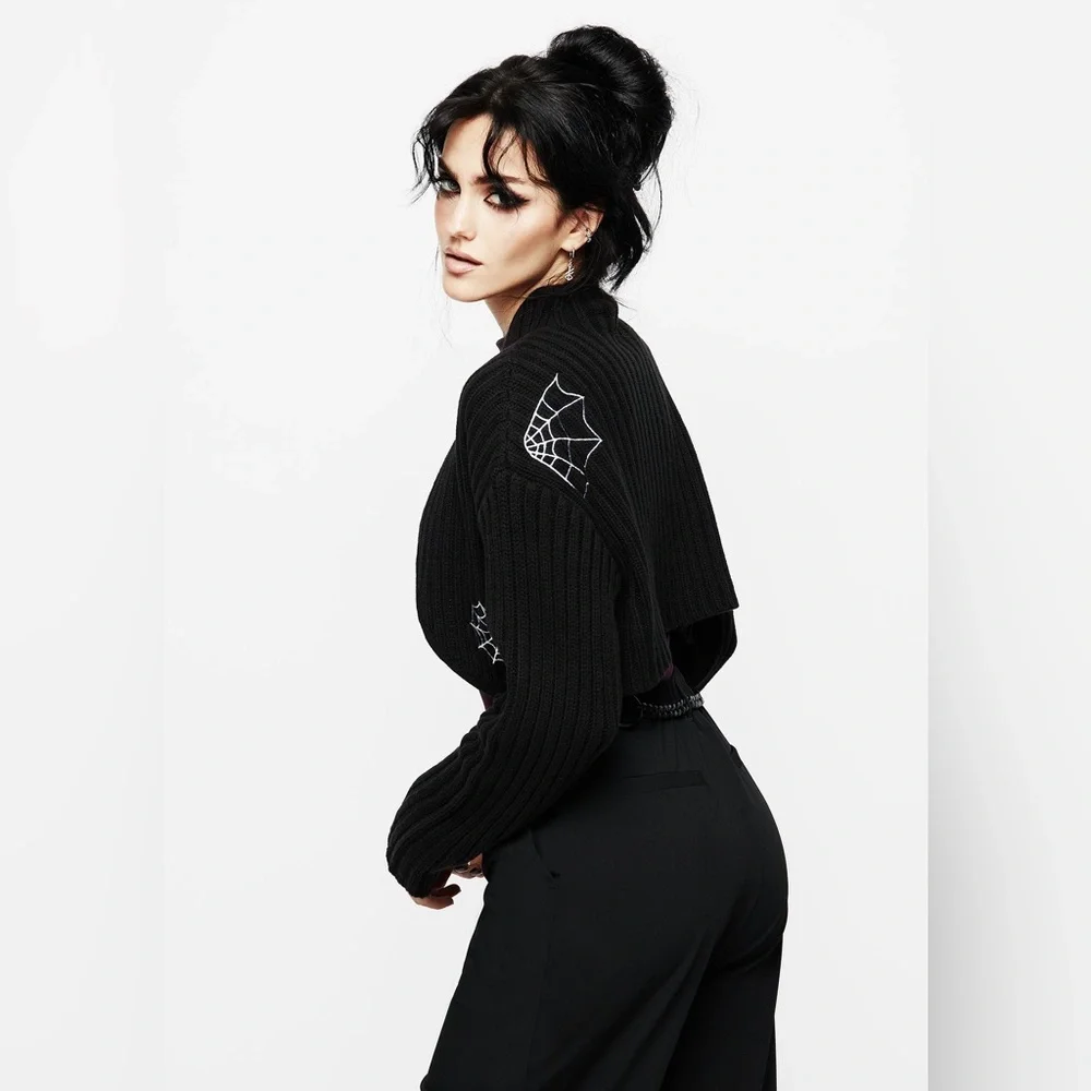 Disturbia Catch Feelings Embroidered Knit Bolero Size S - Picture 4 of 12